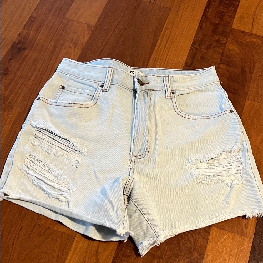 Billabong Light Wash Ripped Jean Shorts